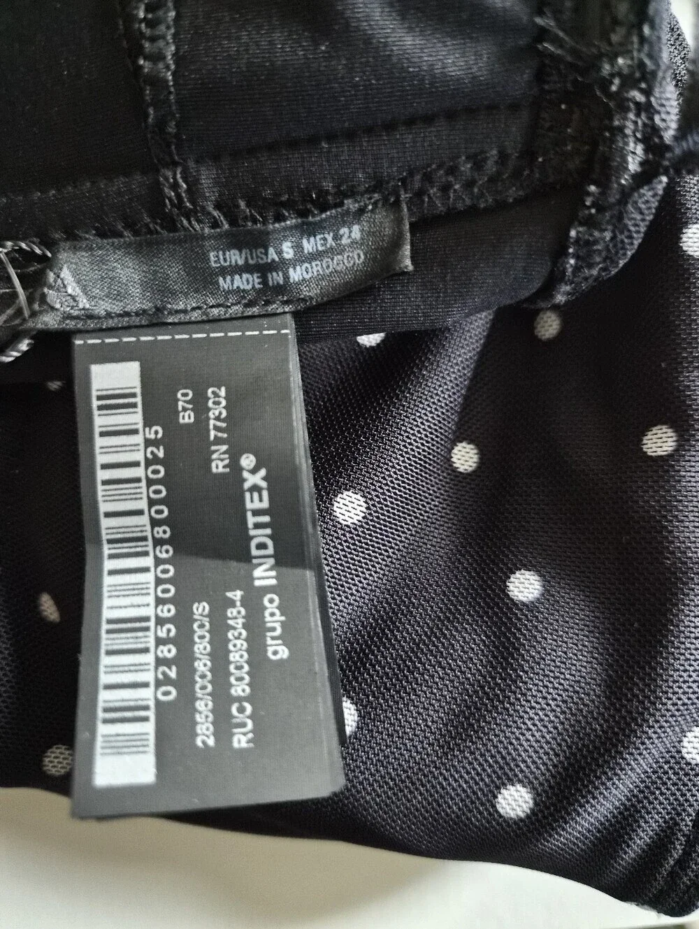 New Zara Bandeau Strapless Polka Dot Black/White Swim Bikini Top Small NWOT